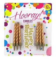 Candle B/day Spiral Gldx12pcs