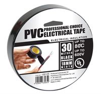 PVC TAPE BLACK 30M X 6PK