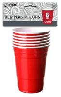 Red Party Cups 475ml x  6pk