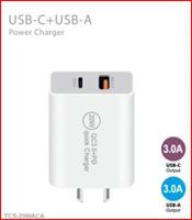 USB C + USB A Duo Wall Plug
